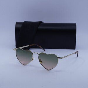 Saint Laurent SL301 Lou Lou 011 Geometric Sunglasses - Gold/Green